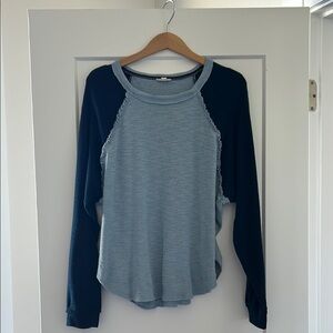 Pilcro Blue Raglan Crew Neck Sweater